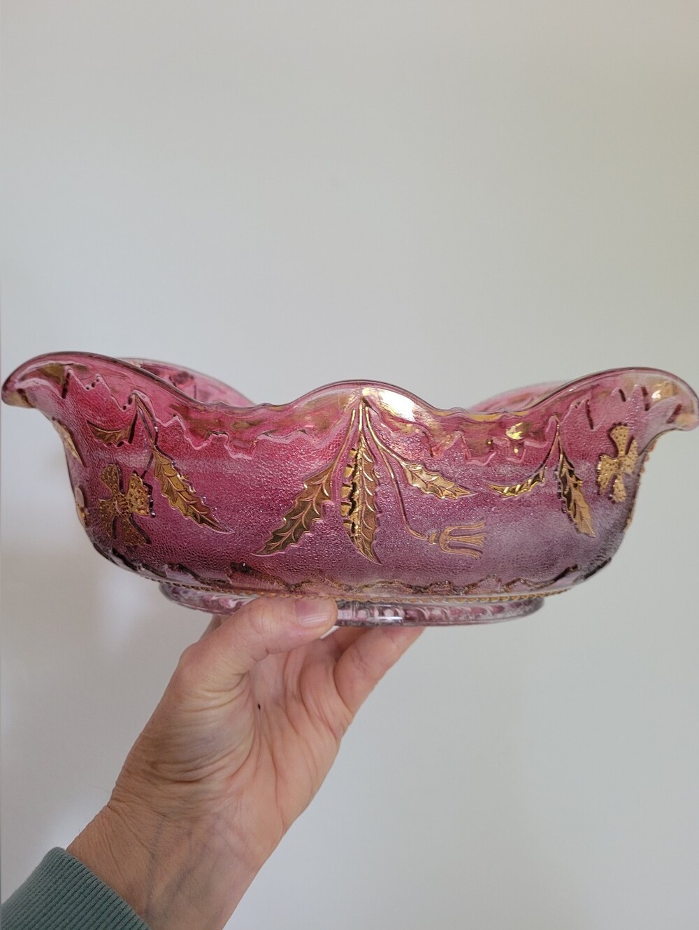 Antique Cranberry Flash Glass Delaware Made 1898 ÷ 1910 12"x7.5"x3.75"